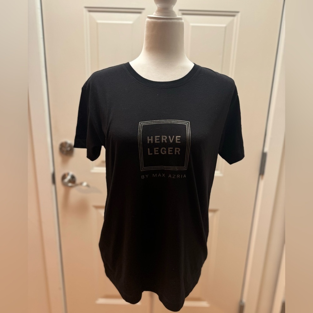 Herve Leger 30th Anniversary Black Graphic Logo T-Shirt Women’s Size Small NWOT